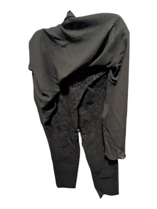 2X/XL Punk Rave Abso Vamp Black Velvet-Panel Skinny Pants with Sheer Drape - Picture 6 of 10